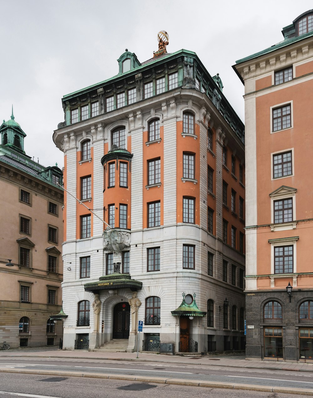 a building with a street in front