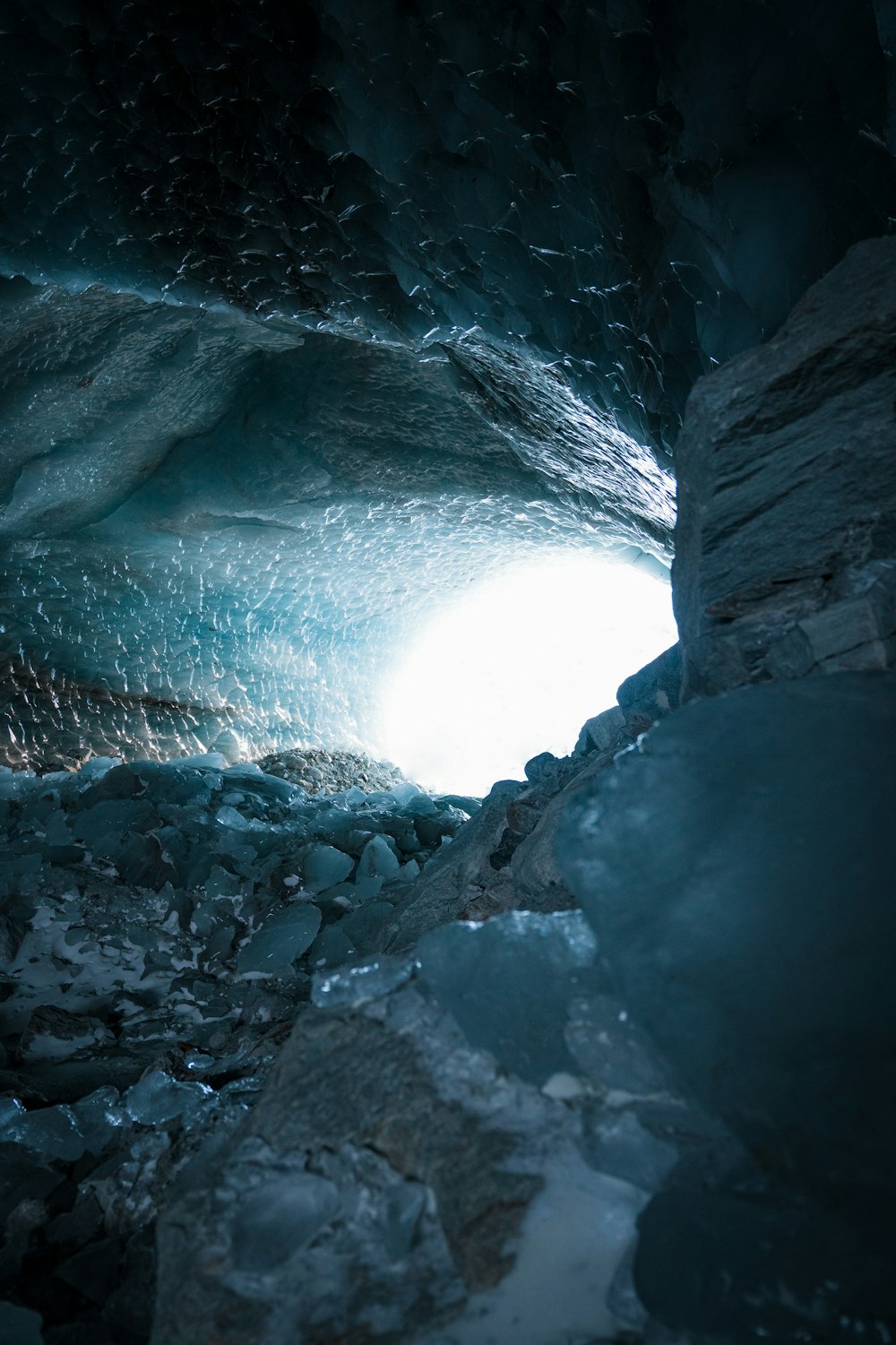 a waterfall in a cave