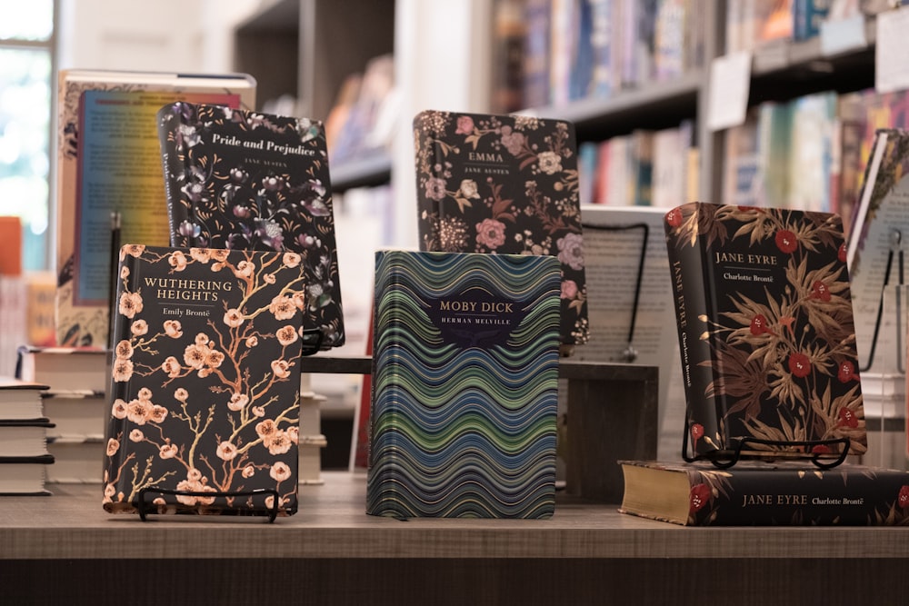 a group of books on a table