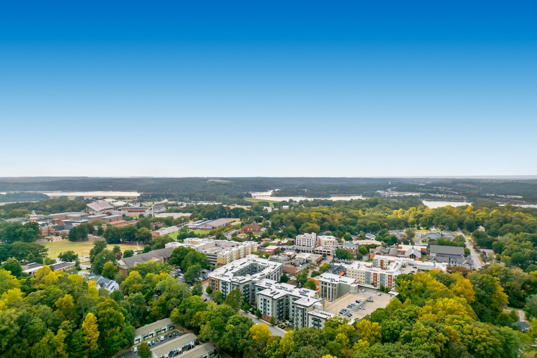 a city with many trees,
