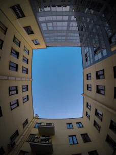 View of the courtyard showing potential for rooftop expansion.
