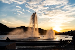 The fountain at Point State Park in Pittsburgh during the Summer Solstice.