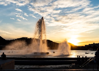 The fountain at Point State Park in Pittsburgh during the Summer Solstice.