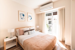 a bedroom with a large bed