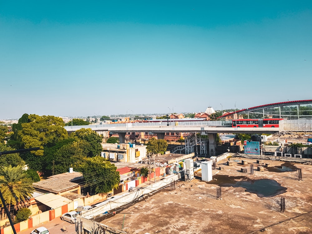 a train going over a bridge