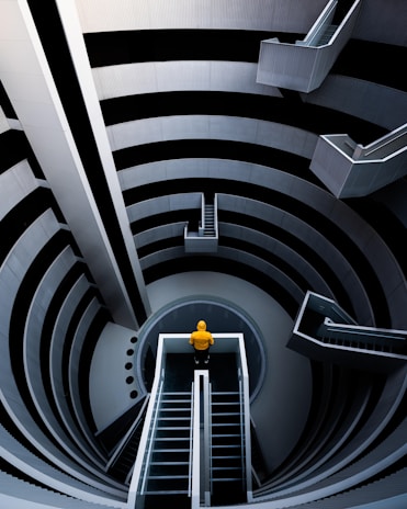 a staircase with a light at the top