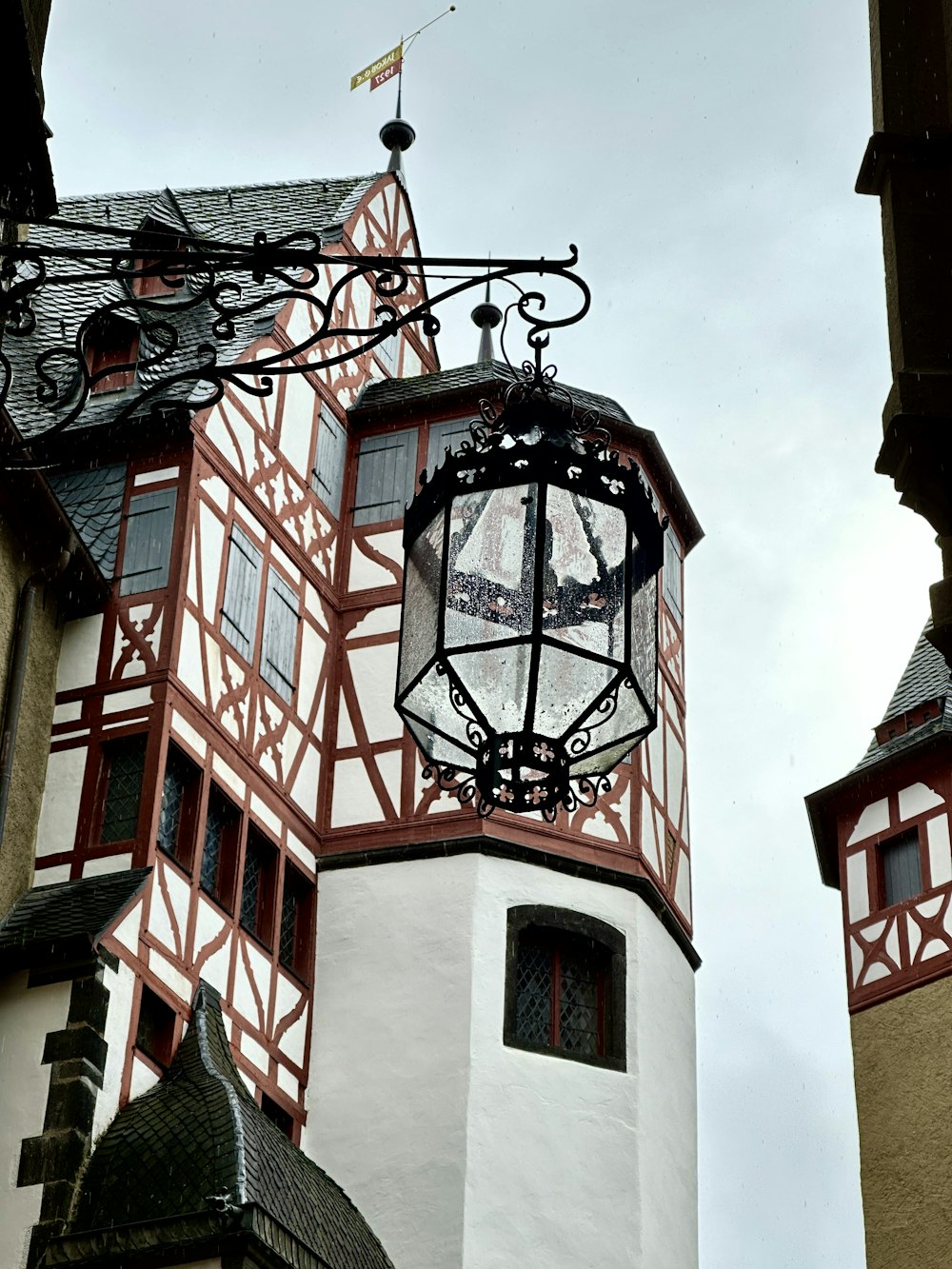 a lamp on a building