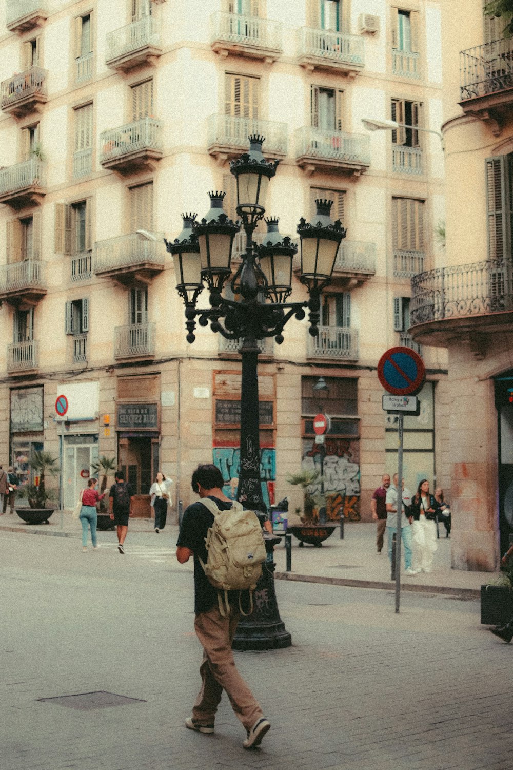 a man walking down a street