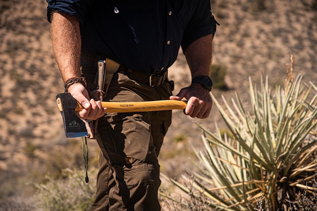 a man holding an axe