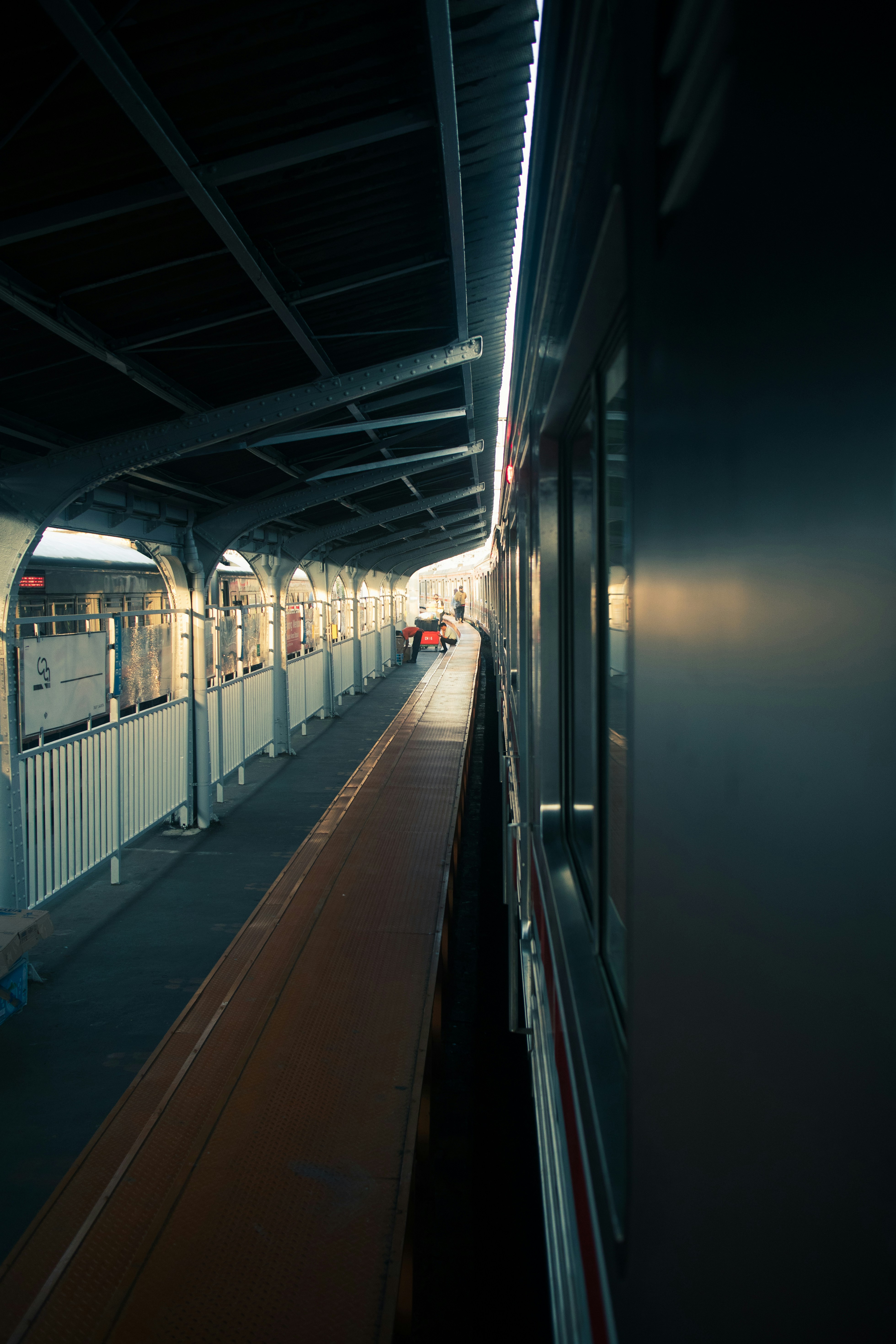 a train is stopped at a train station