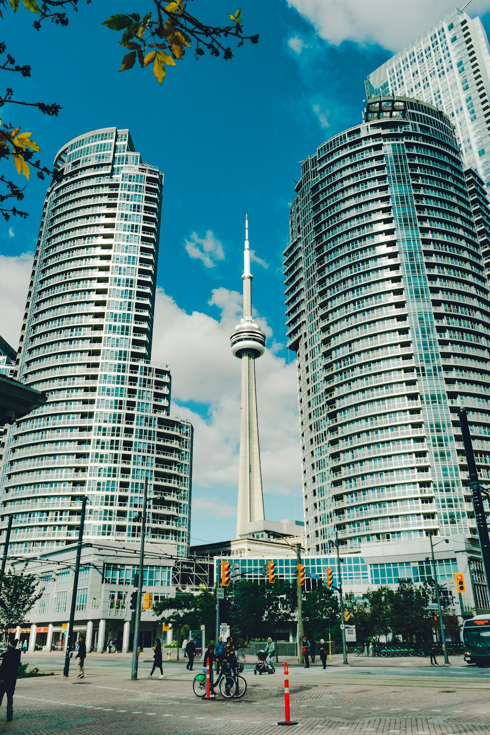 a group of tall buildings