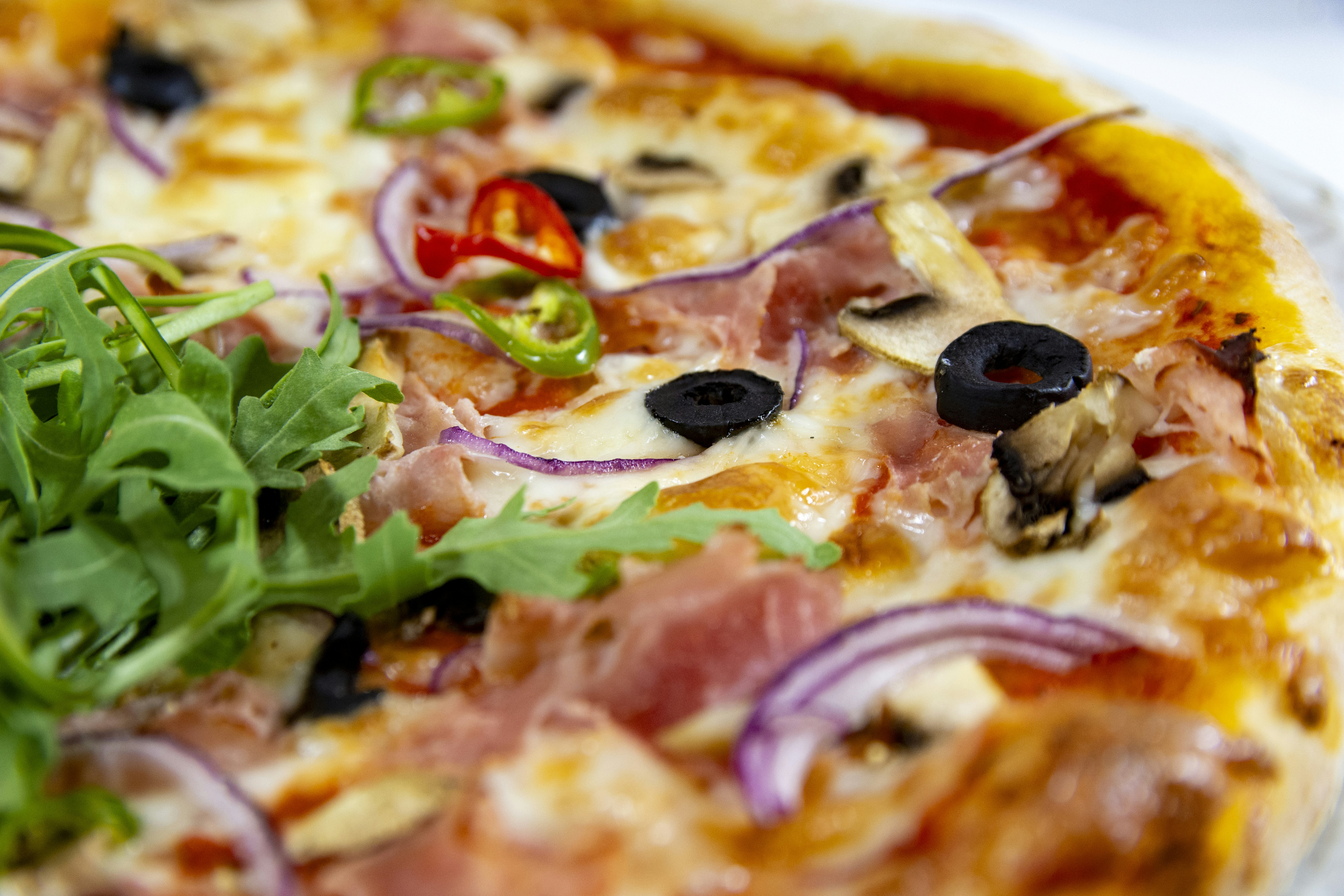 a pizza with vegetables and cheese