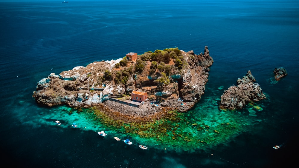 an island with a house on it