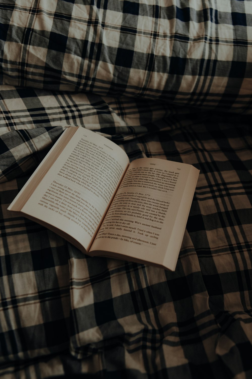 a book on a bed