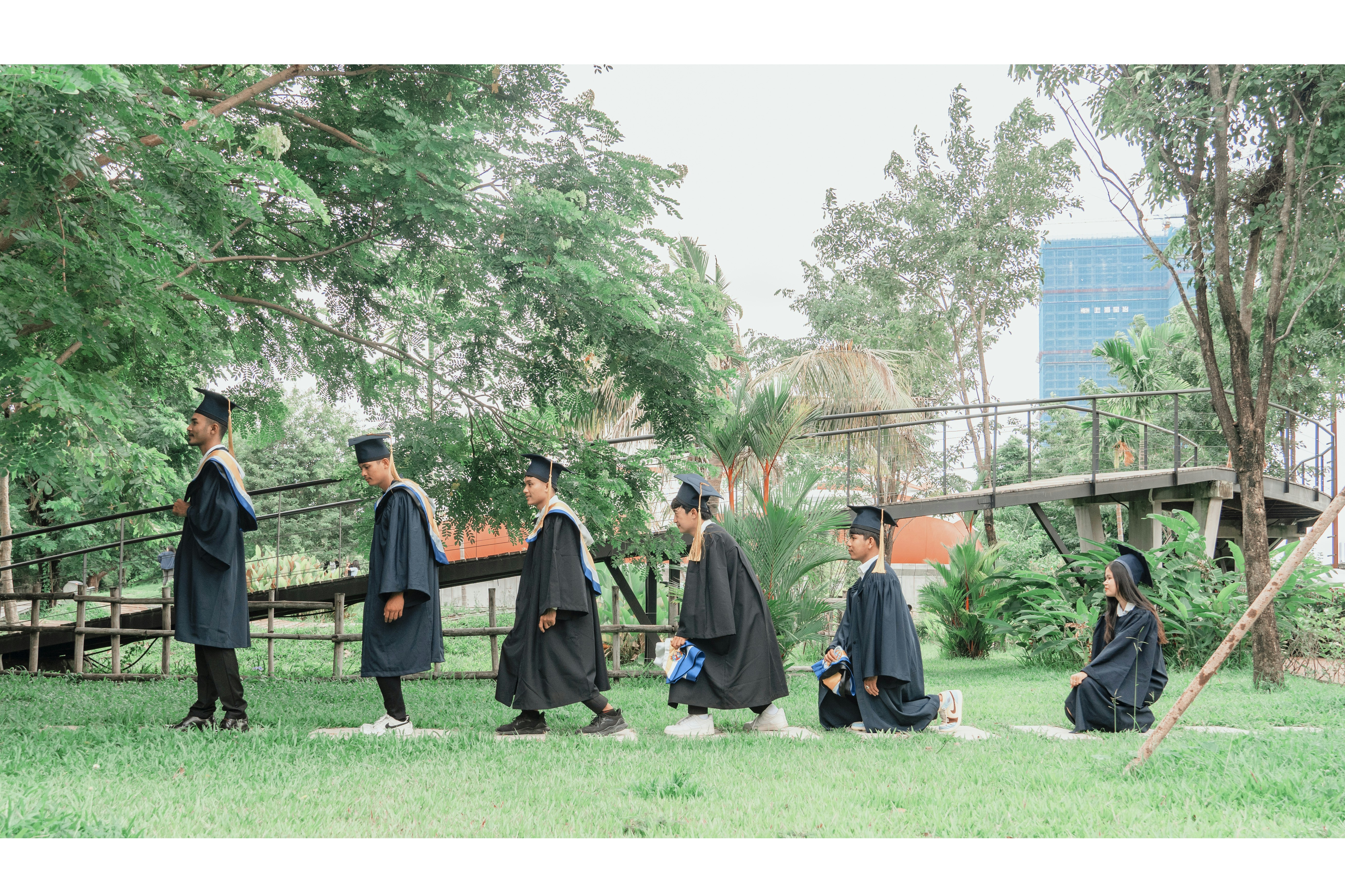 a group of people in a park