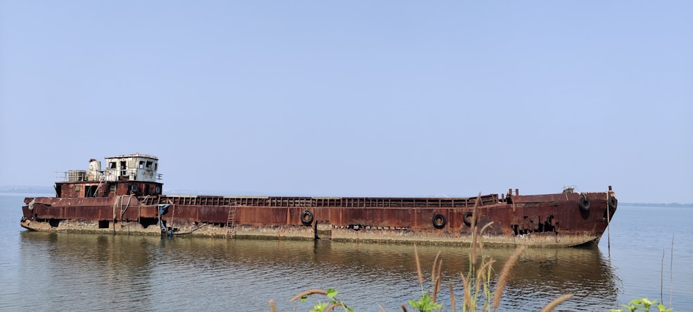 a large ship in the water