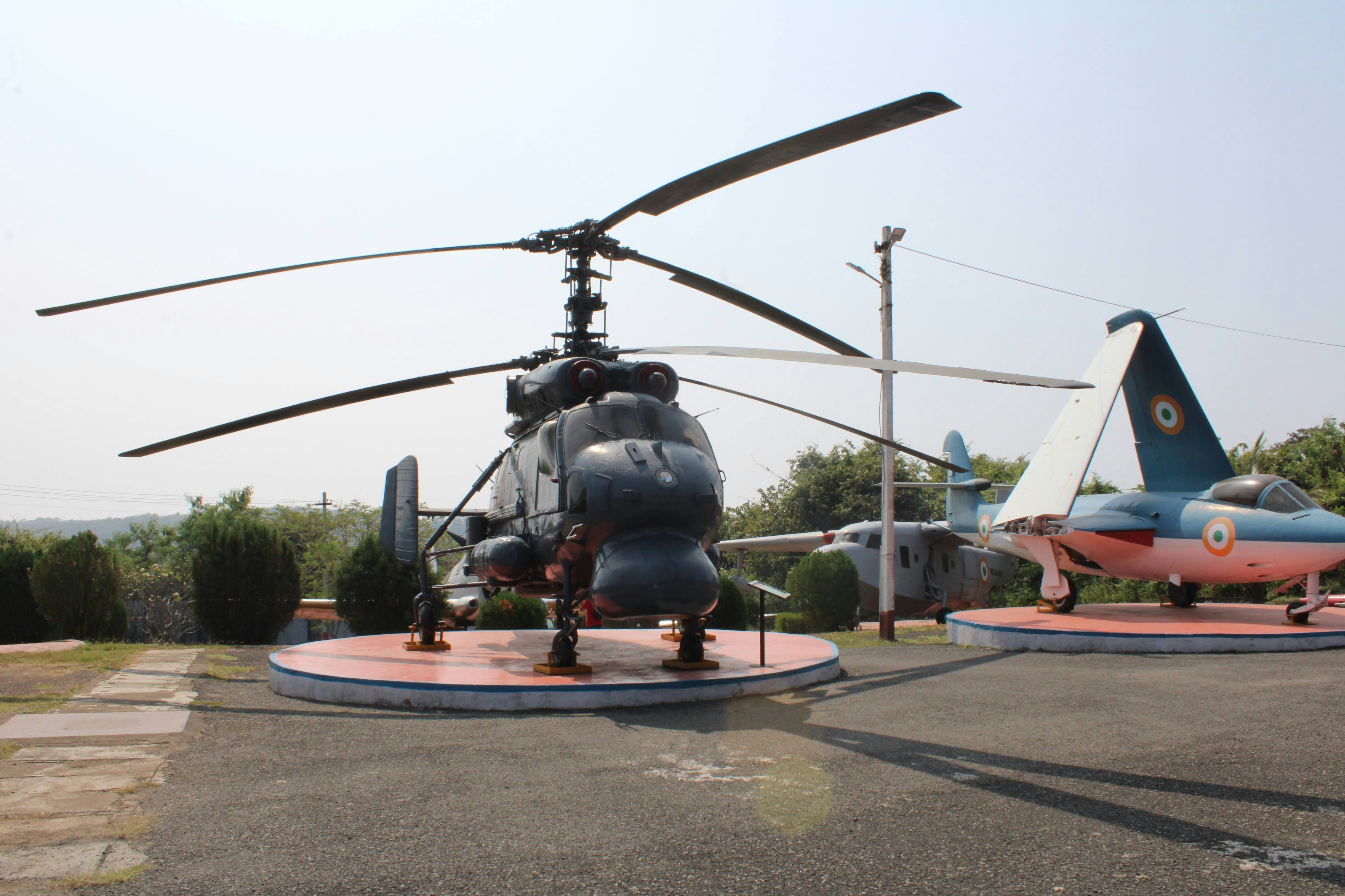 a helicopter on display