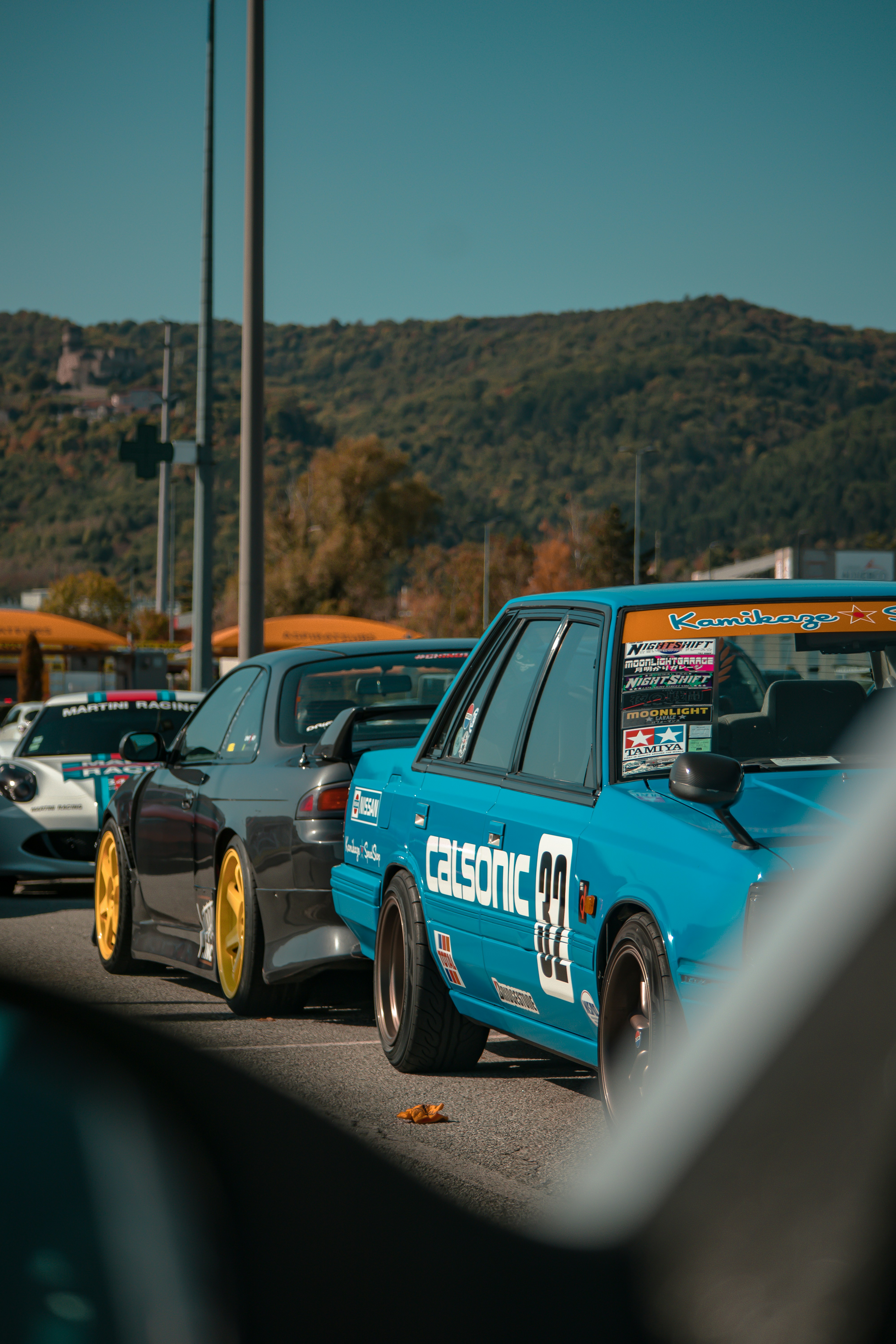 a group of cars on a road