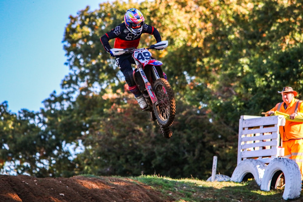 a man jumping a motorcycle