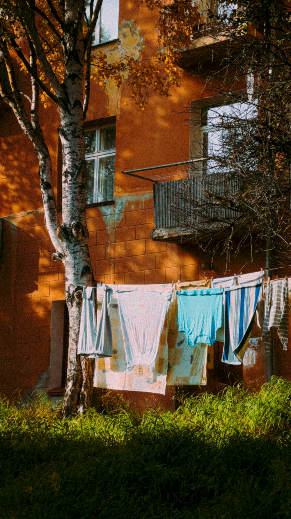clothes outside of a house