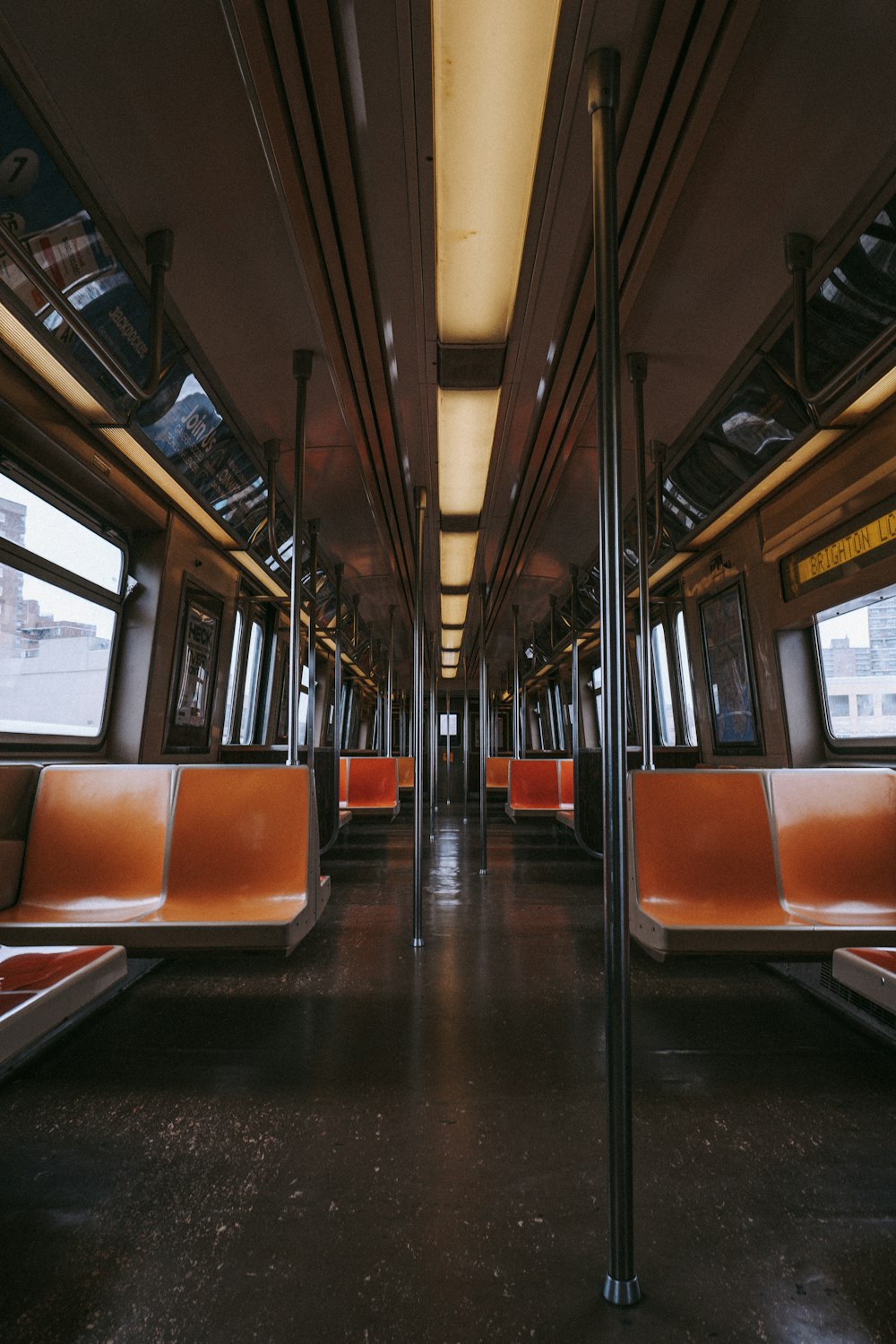 a train with orange seats