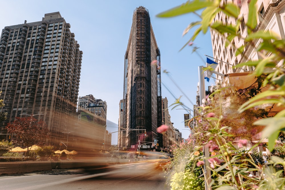 a street with tall buildings on either side of it