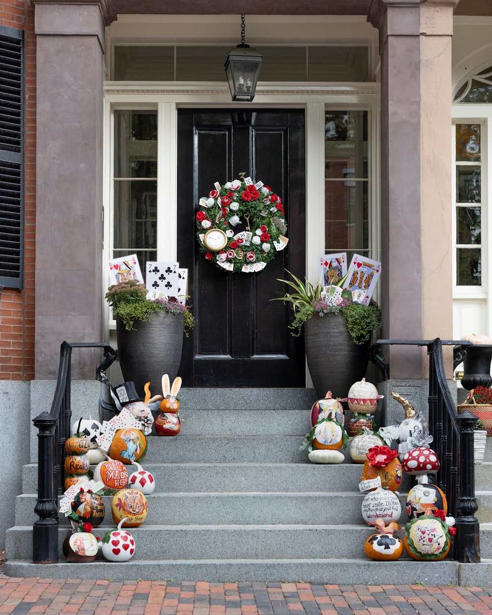 a door with flowers and decorations