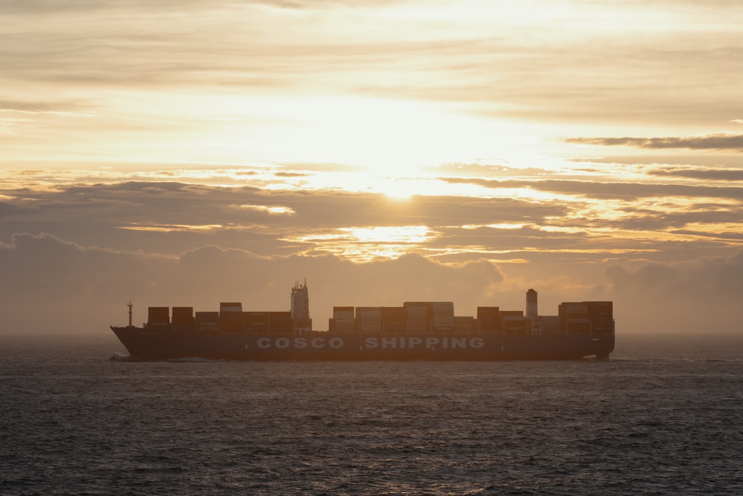 a large ship in the water, Containership