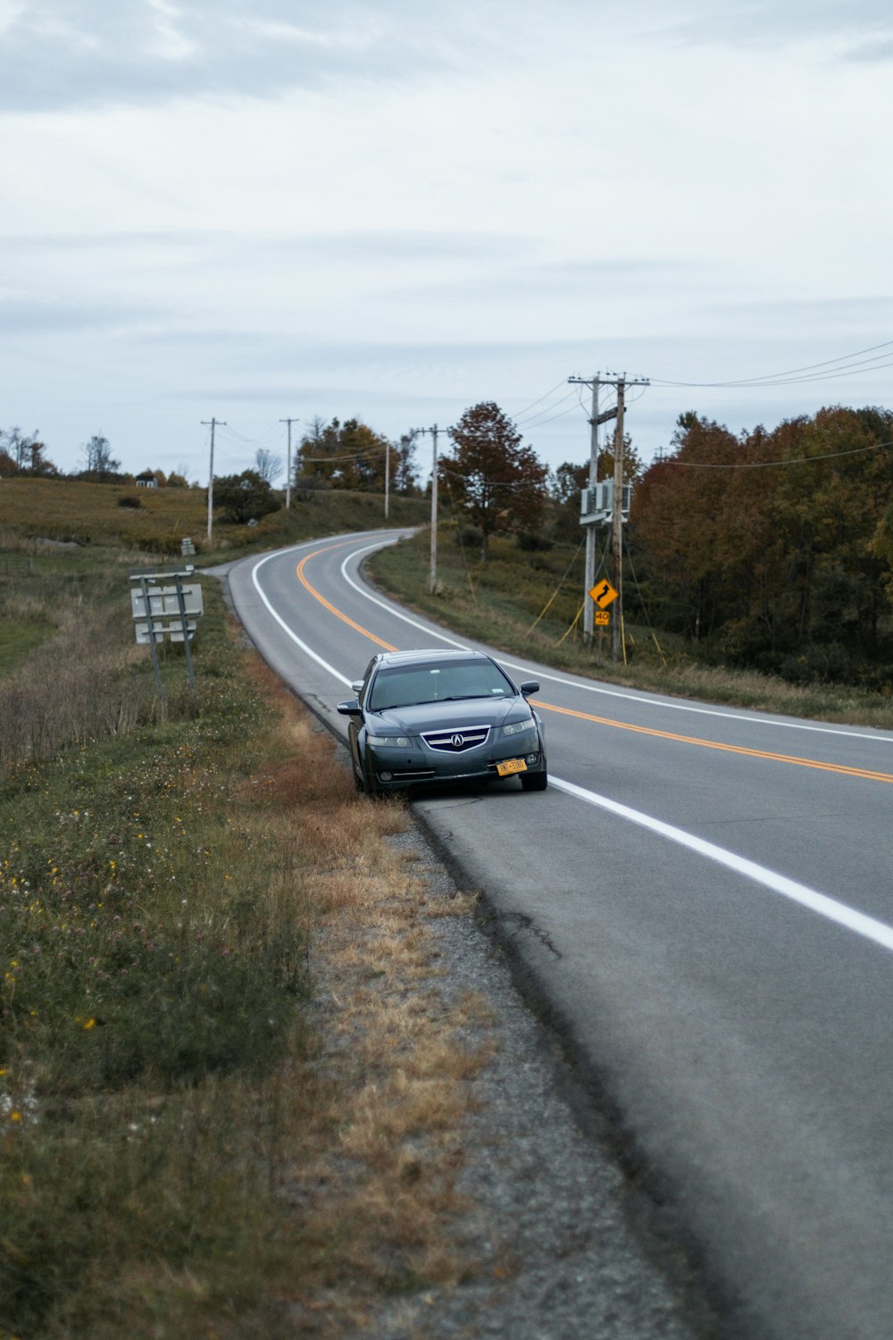 a car driving down a road