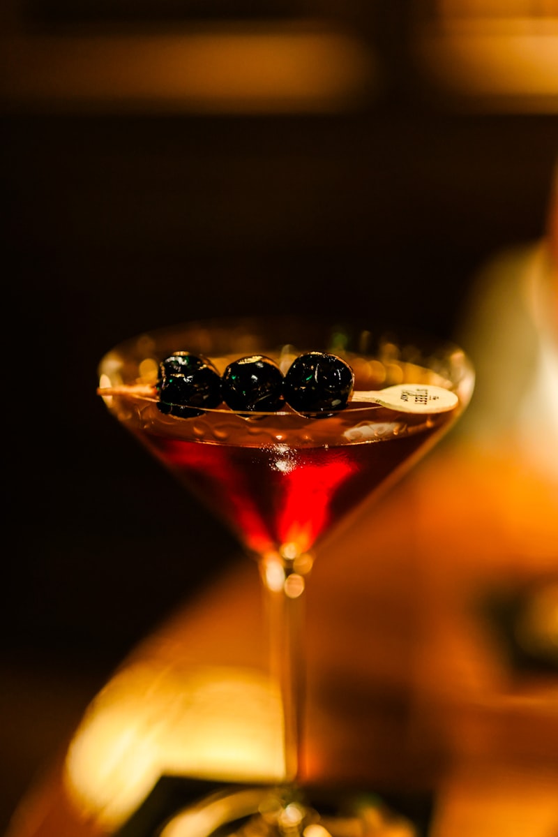 Cherry liqueur cocktail with cherries