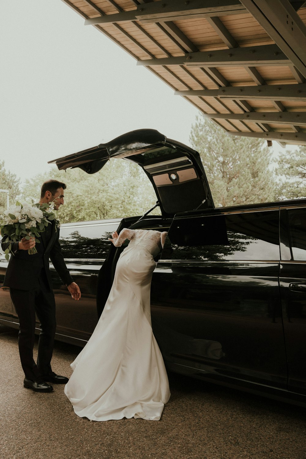 a bride and groom getting married