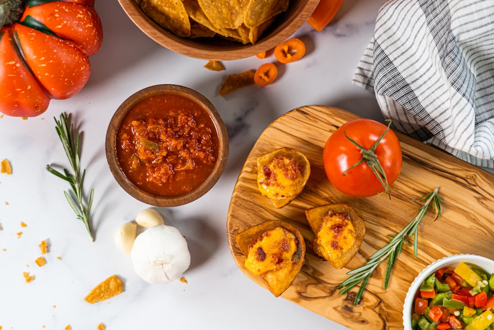 a table with food on it