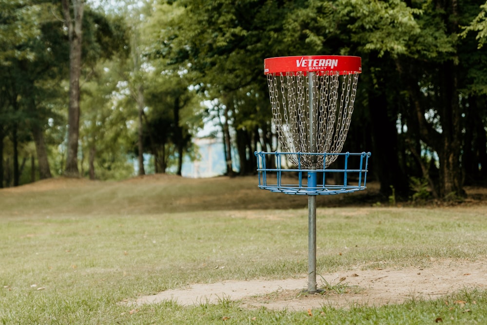 a basketball hoop in a park