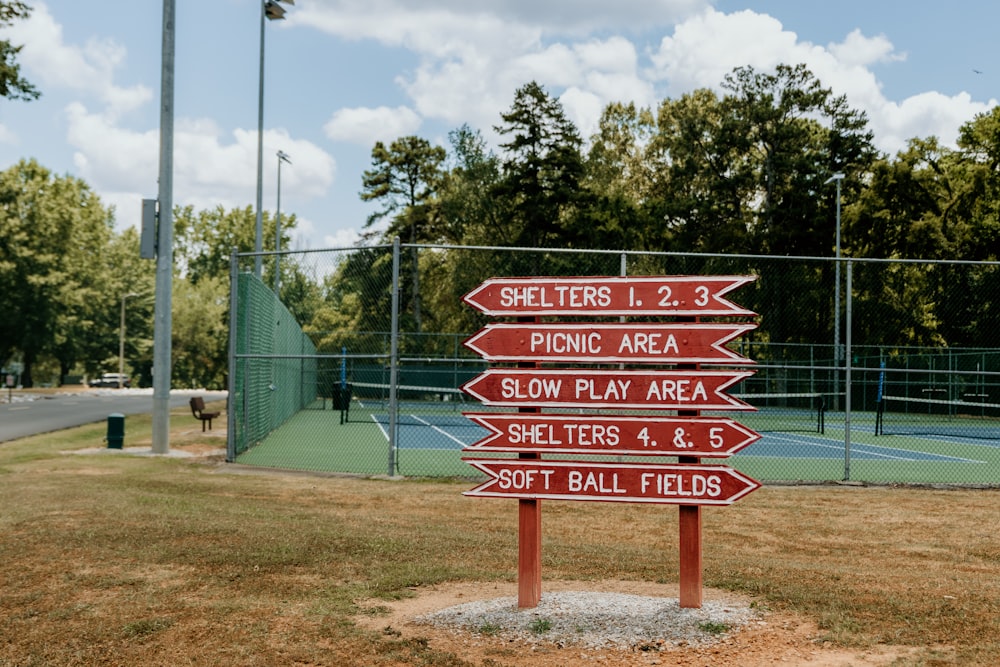 a sign in a park