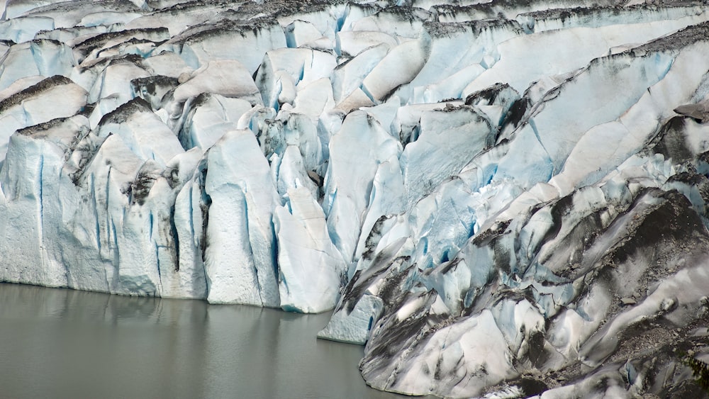 a large glacier with ice