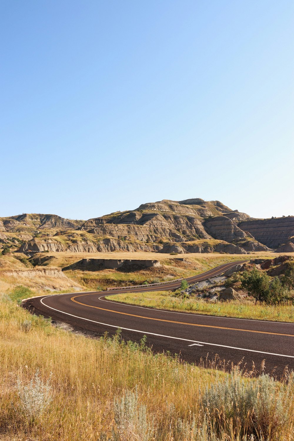 a road going through a grassy area