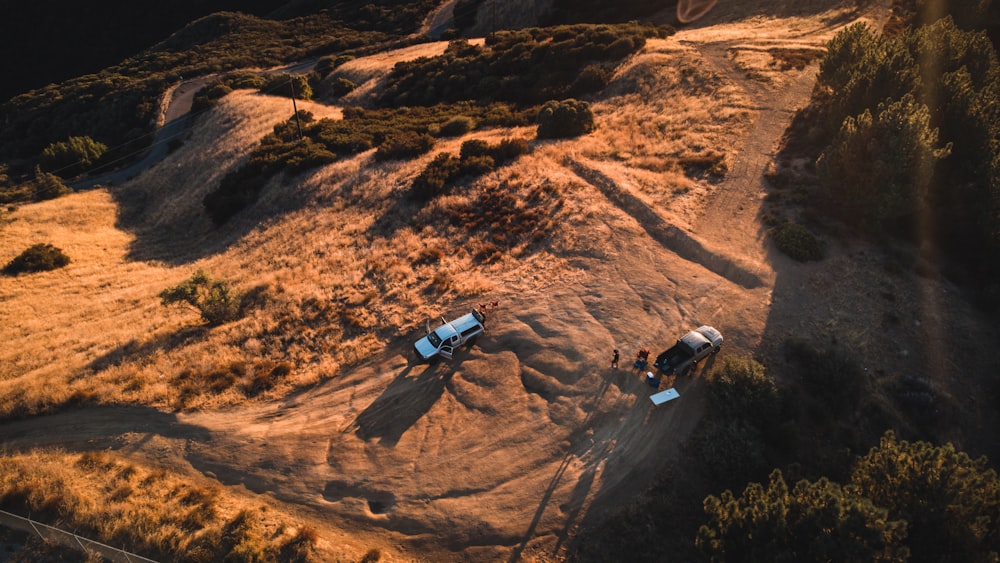 a car parked in a dirt field