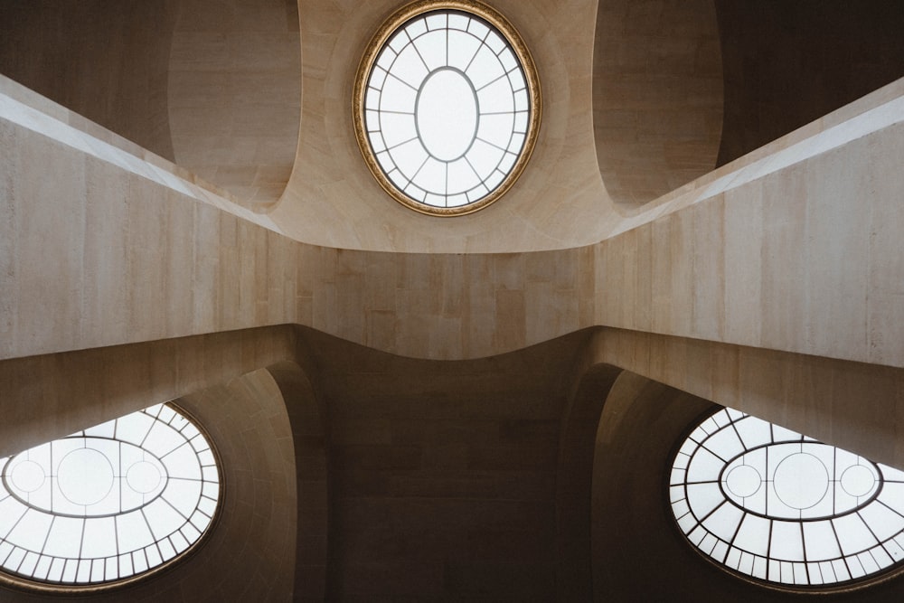 a ceiling with a circular design