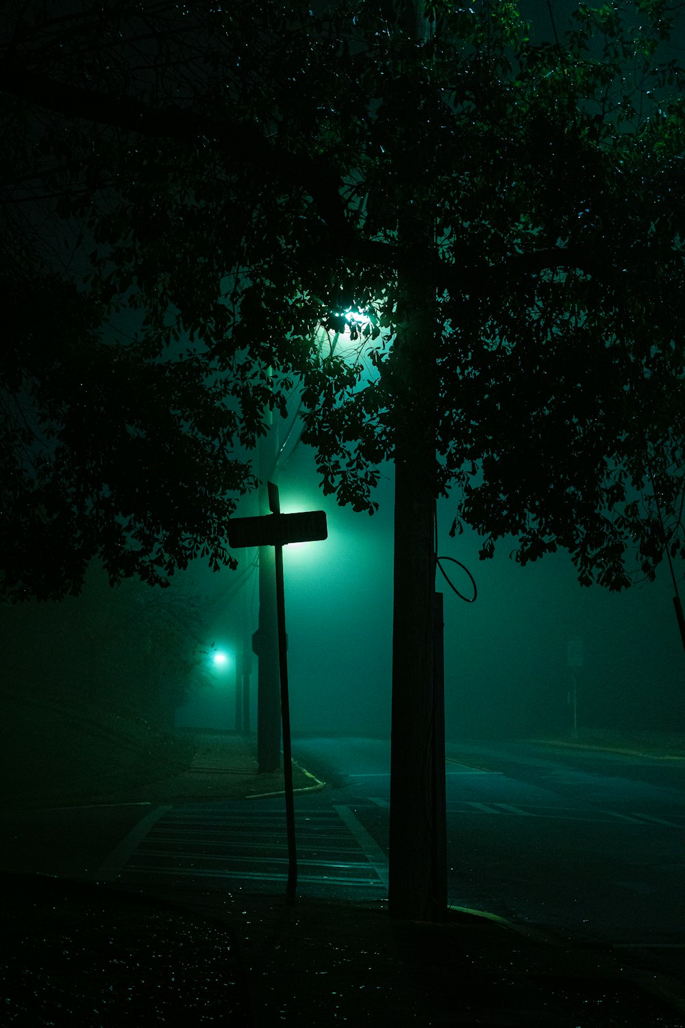 uma luz de rua à noite