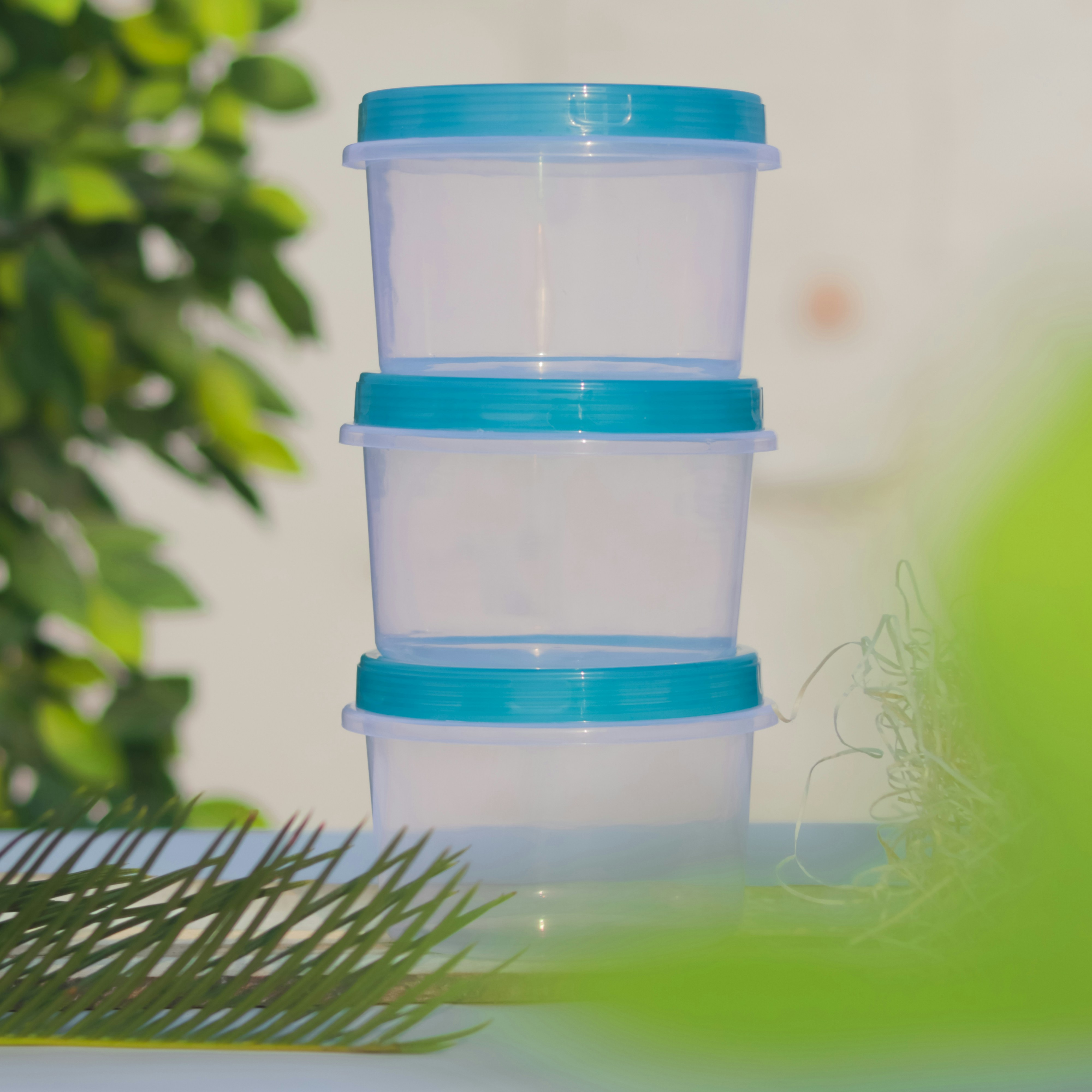 a plastic bottle with a blue cap