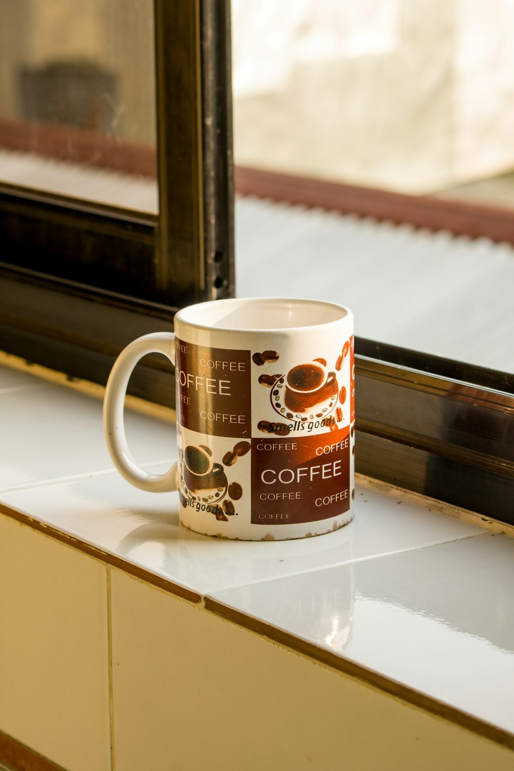 a coffee mug on a counter