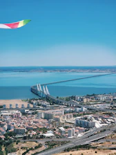 A vivid image of multiple bridges connecting bustling urban districts, symbolizing fast and clear communication.