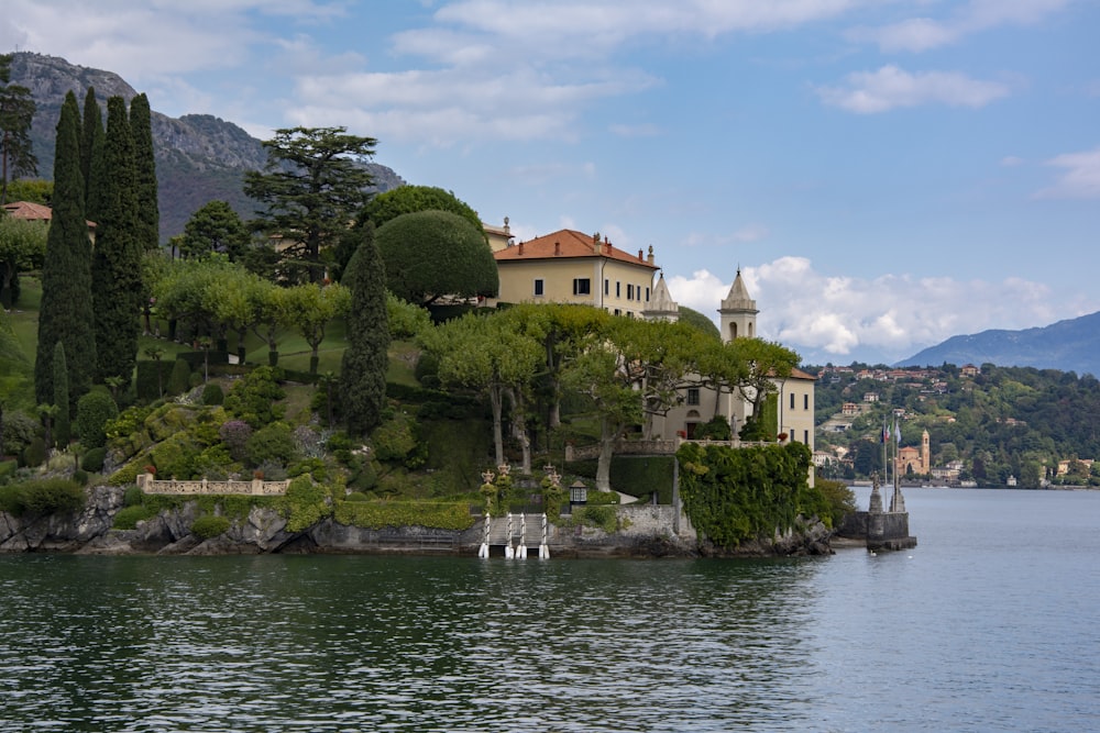 Villa del Balbianello on a hill by the water