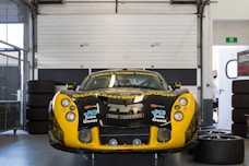 a yellow race car