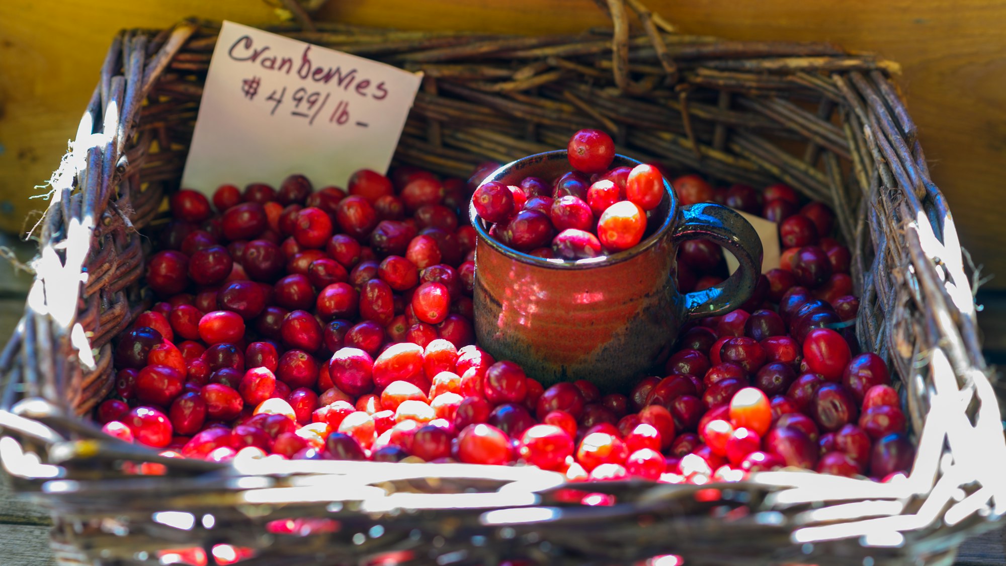 a basket of cranberries