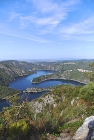 a river with a city in the background