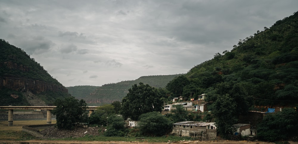 a town in the valley between hills