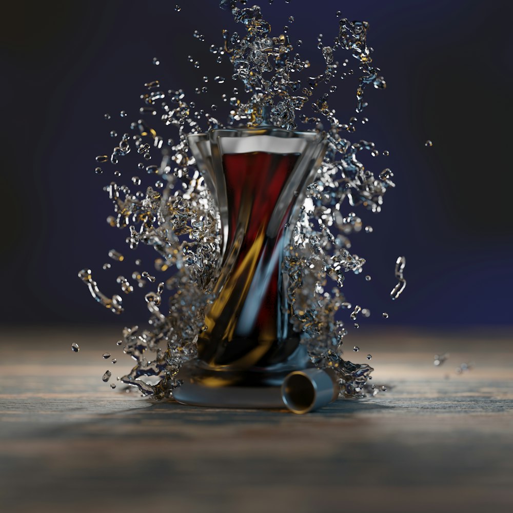 a glass with water splashing