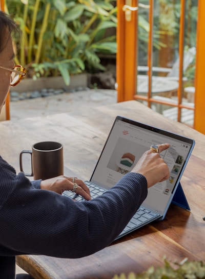 a woman using a laptop