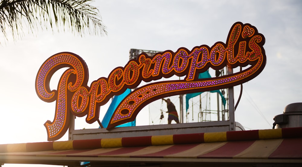 a large colorful sign